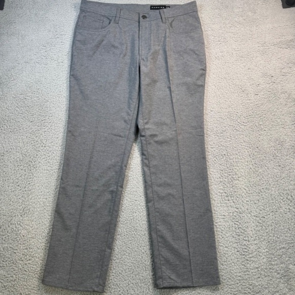 Dunning Mens Gray Performance Stretch Golf Pants 34x30‎ Flat Front 5-Pocket